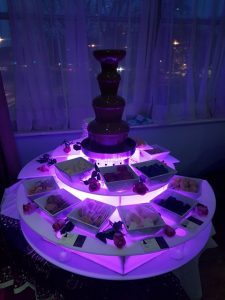 chocolate fountain with dipping items